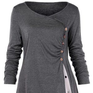 Draped Floral Long Tunic Tee